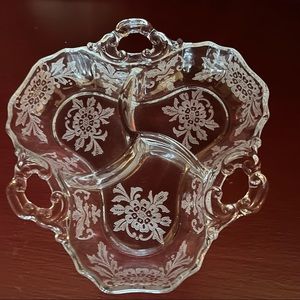 Cambridge Elegant Glass Etched 3 part Divided Dish